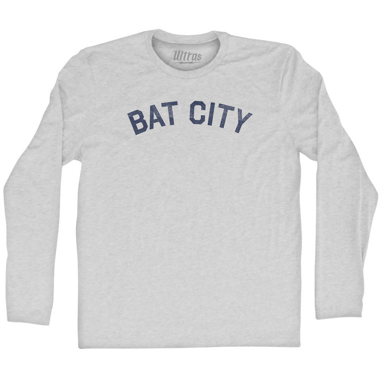 Bat City Adult Cotton Long Sleeve T-shirt - Grey Heather