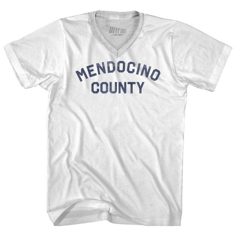 Mendocino County Adult Tri-Blend V-neck T-shirt - White