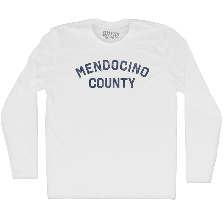 Mendocino County Adult Cotton Long Sleeve T-shirt - White