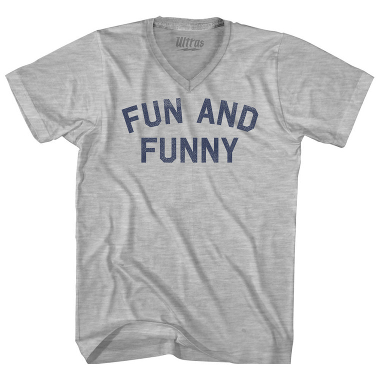 Fun And Funny Adult Cotton V-neck T-shirt - Grey Heather