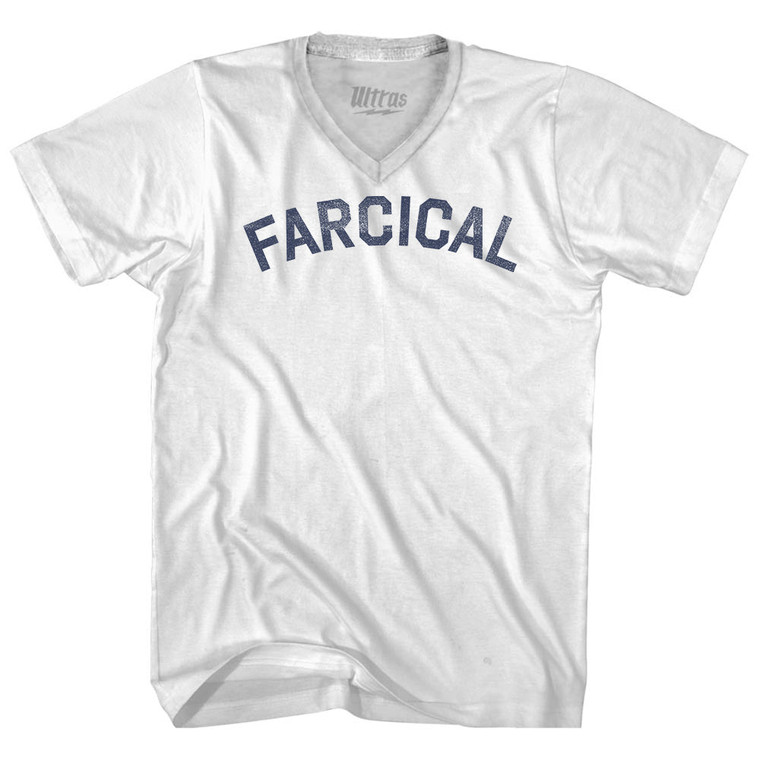 Farcical Adult Tri-Blend V-neck T-shirt - White