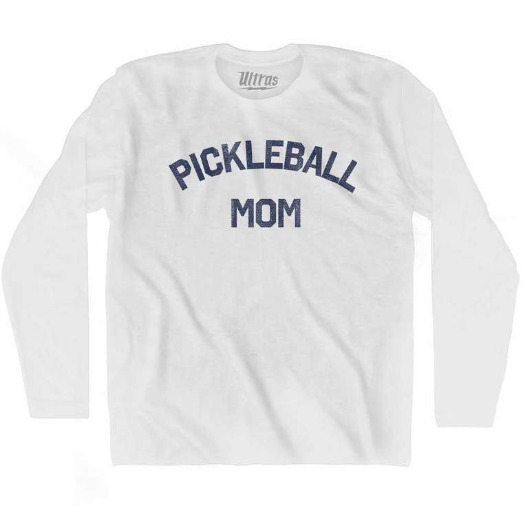 Pickleball Mom Adult Cotton Long Sleeve T-shirt - White