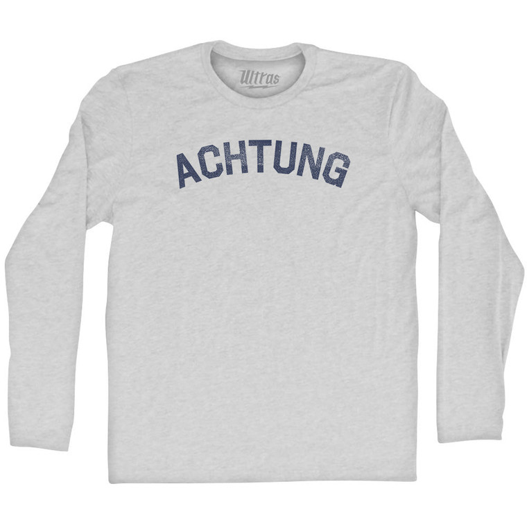 Achtung Adult Cotton Long Sleeve T-shirt - Grey Heather