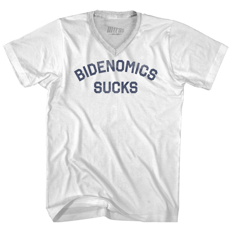 Bidenomics Sucks Adult Tri-Blend V-neck T-shirt - White