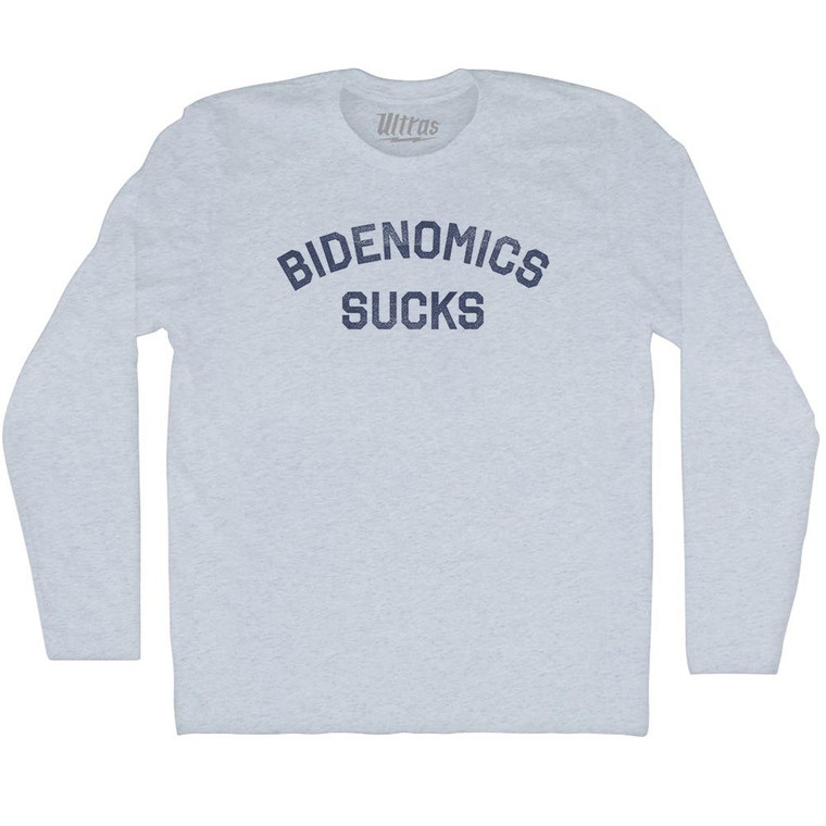 Bidenomics Sucks Adult Tri-Blend Long Sleeve T-shirt - Athletic White