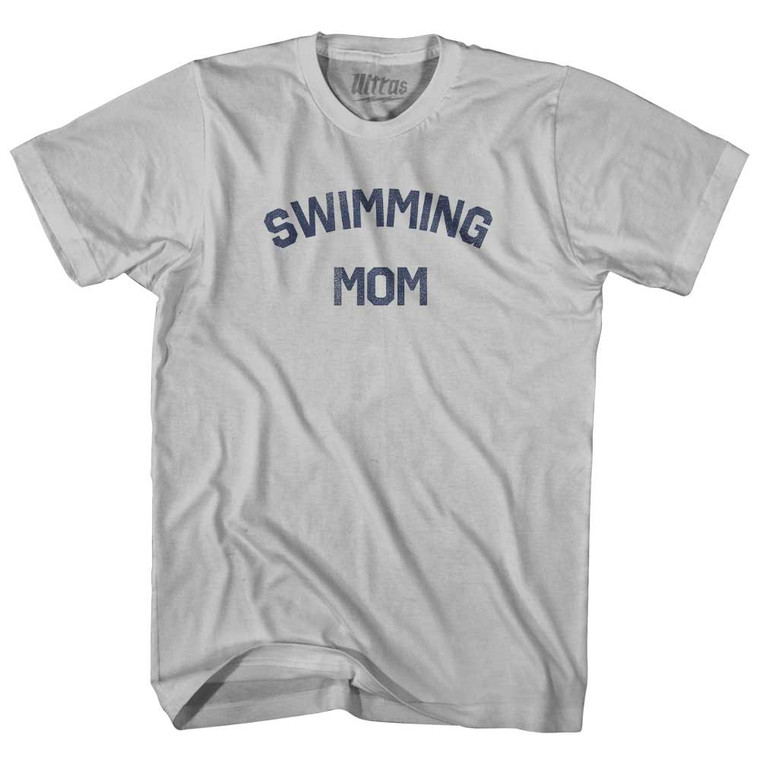 Swimming Mom Adult Cotton T-shirt - Cool Grey