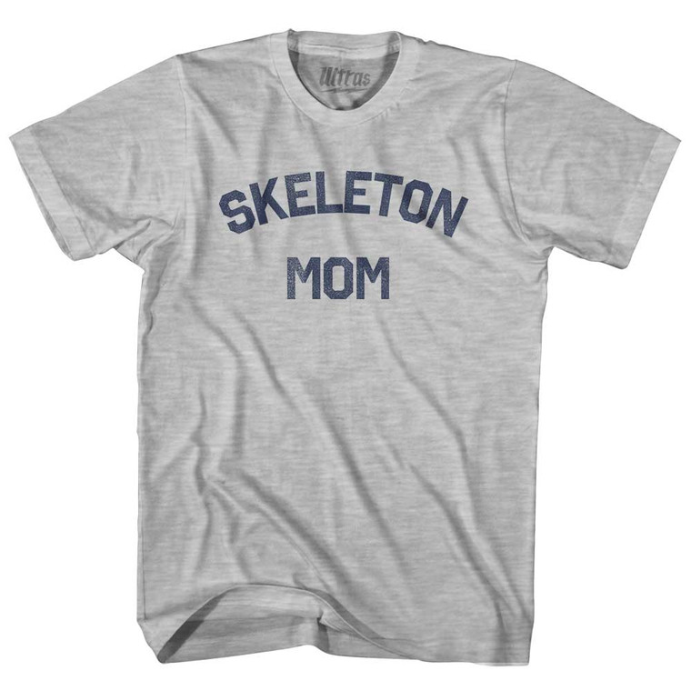 Skeleton Mom Adult Cotton T-shirt - Grey Heather