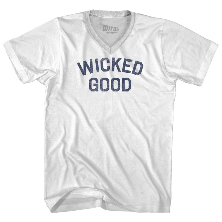 Wicked Good Adult Tri-Blend V-neck T-shirt - White