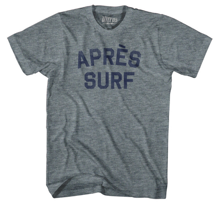 Women LARGE- Apres Surf Womens Tri-Blend Junior Cut T-Shirt-Athletic Grey- Final Sale Z1