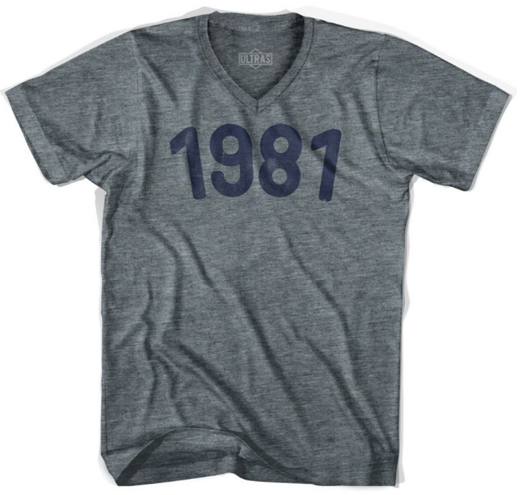 Women Small- 1981 Year Celebration Adult Tri-Blend V-neck Junior Cut Womens T-shirt - Athletic Grey- Final Sale Z1