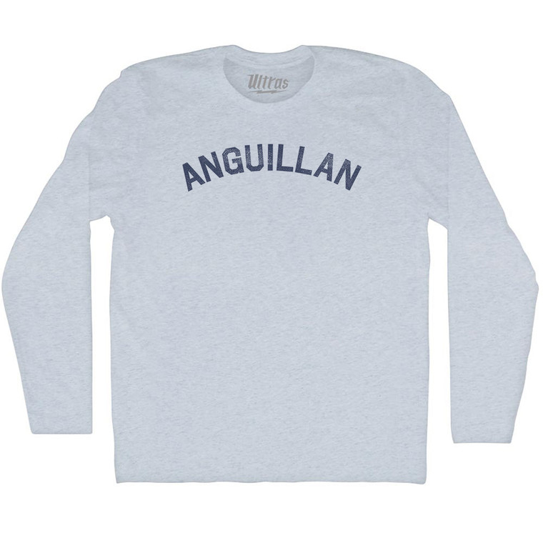 Anguillan Adult Tri-Blend Long Sleeve T-shirt - Athletic White