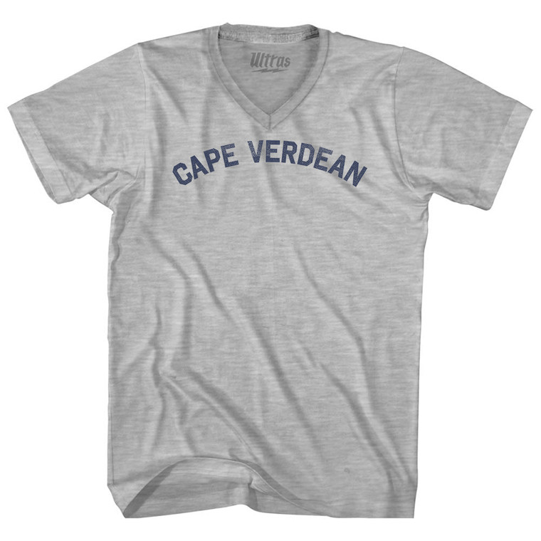 Cape Verdean Adult Cotton V-neck T-shirt - Grey Heather