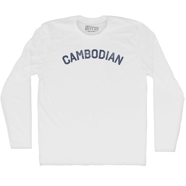 Cambodian Adult Cotton Long Sleeve T-shirt - White