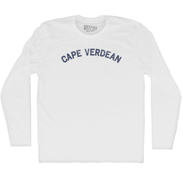 Cape Verdean Adult Cotton Long Sleeve T-shirt - White