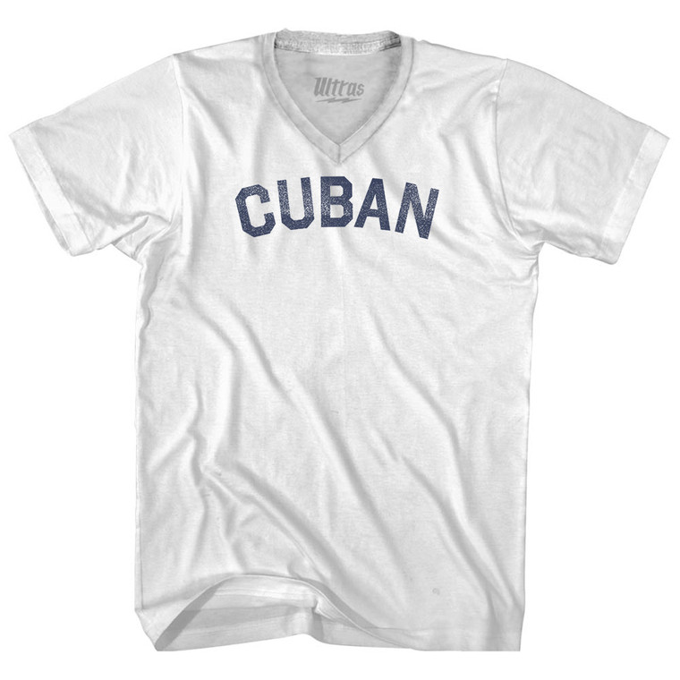 Cuban Adult Tri-Blend V-neck T-shirt - White