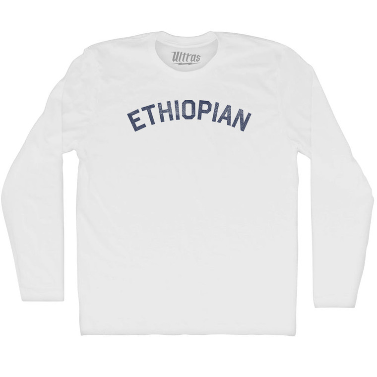 Ethiopian Adult Cotton Long Sleeve T-shirt - White