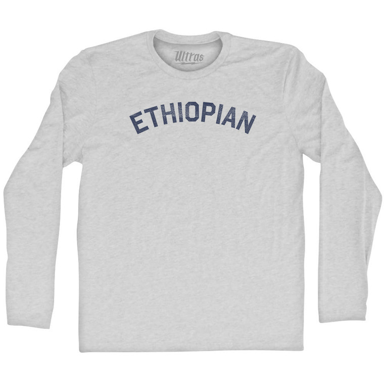 Ethiopian Adult Cotton Long Sleeve T-shirt - Grey Heather