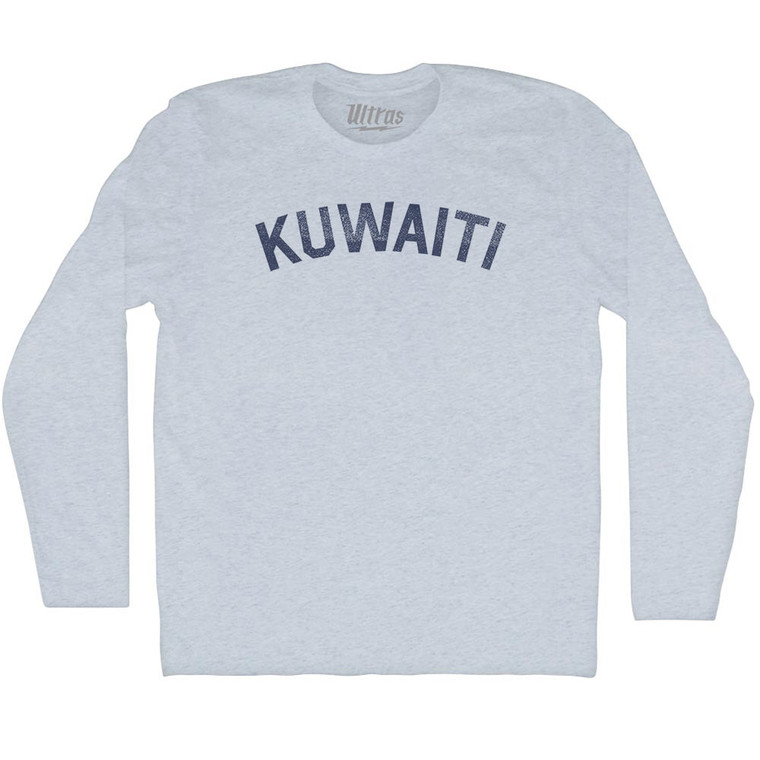 Kuwaiti Adult Tri-Blend Long Sleeve T-shirt - Athletic White