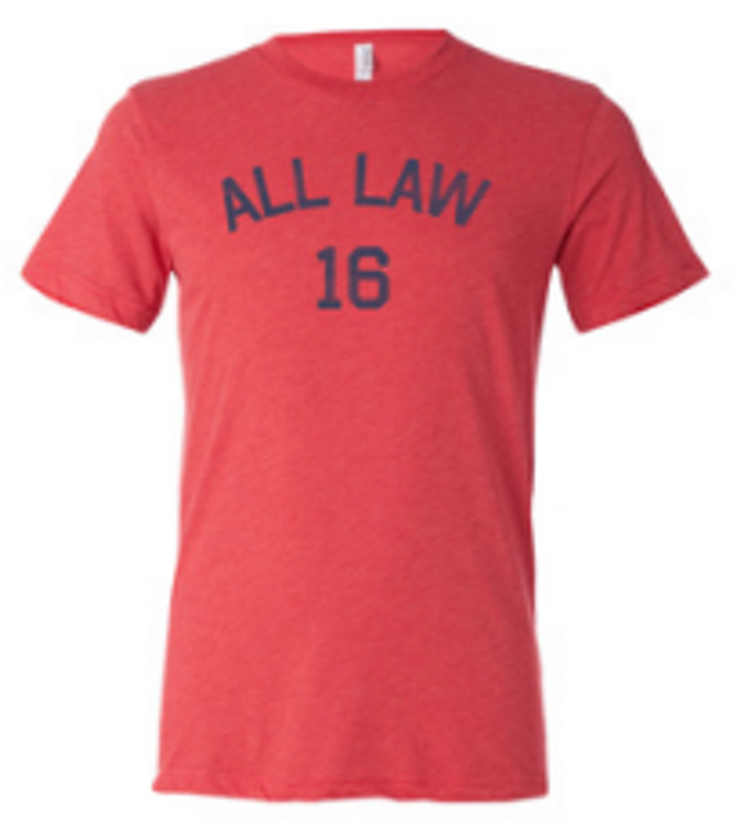 ADULT MEDIUM- All Law 16- Heather Red T-shirt- Final Sale Z4