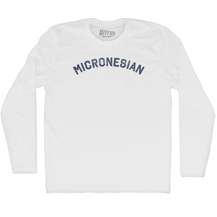 Micronesian Adult Cotton Long Sleeve T-shirt - White