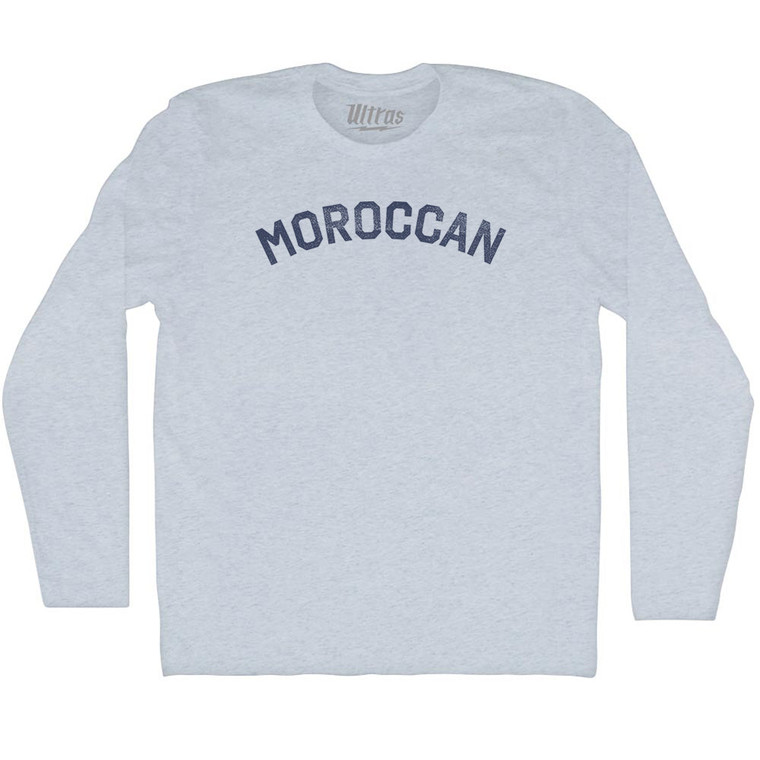 Moroccan Adult Tri-Blend Long Sleeve T-shirt - Athletic White