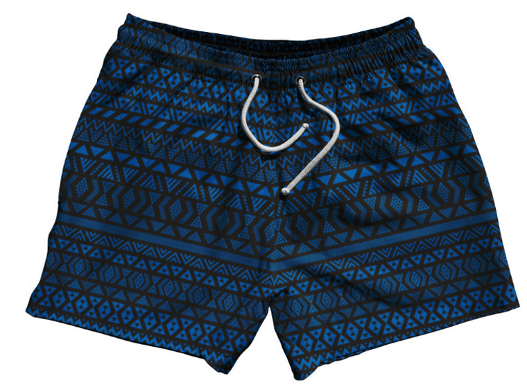 Adult MEDIUM- Maori Cyan 7.5" Swim Shorts Made in USA - Cyan- Final Sale SM2