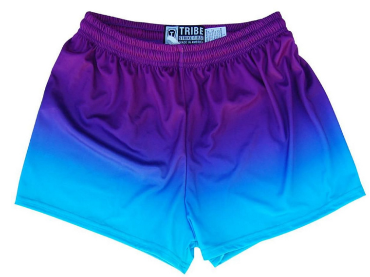 Women SMALL- Cyan and Purple Ombre Womens & Girls Sport Shorts by Mile End Made In USA - Cyan and Purple- Final Sale ZT42
