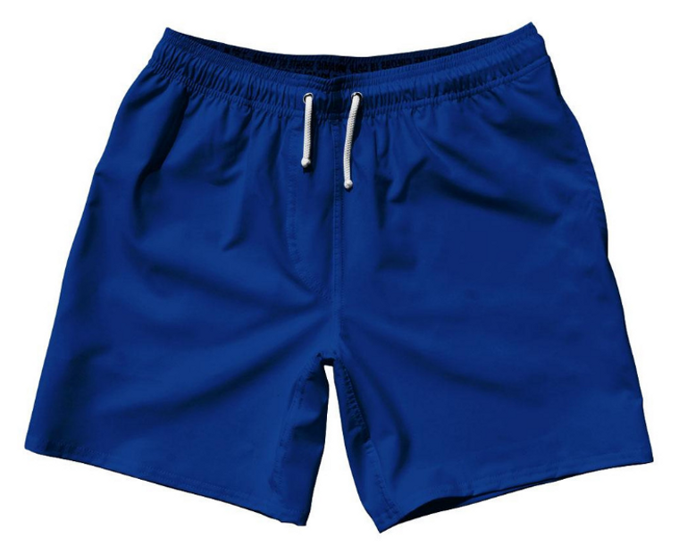 ADULT MEDIUM- Blue Royal Dull Blank 7" Swim Shorts Made in USA - Blue Royal Dull- Final Sale SM3