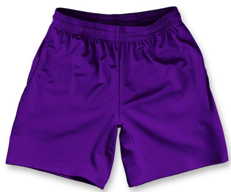 ADULT MEDIUM- Purple Violet Laker Athletic Running Fitness Exercise Shorts 7" Inseam Made in USA - Purple- Final Sale  SM4