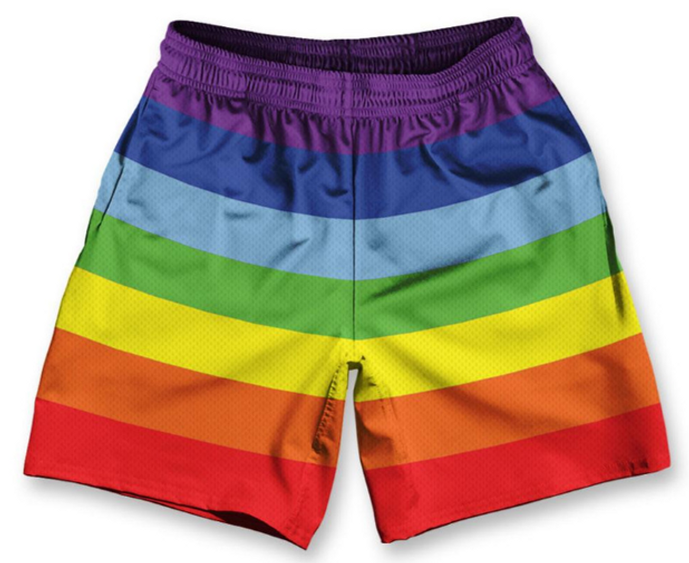 ADULT 4X-LARGE-Rainbow Athletic Running Fitness Exercise Shorts 7" Inseam Made in USA - Rainbow- Final Sale ZT44