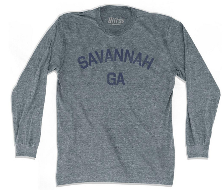 ADULT LARGE- Savannah Ga Adult Tri-Blend Long Sleeve T-Shirt - Athletic Grey- Final Sale Z3