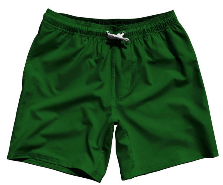 ADULT MEDIUM- Green Kelly Blank 7" Swim Shorts Made in USA - Green Kelly- Final Sale ZT44
