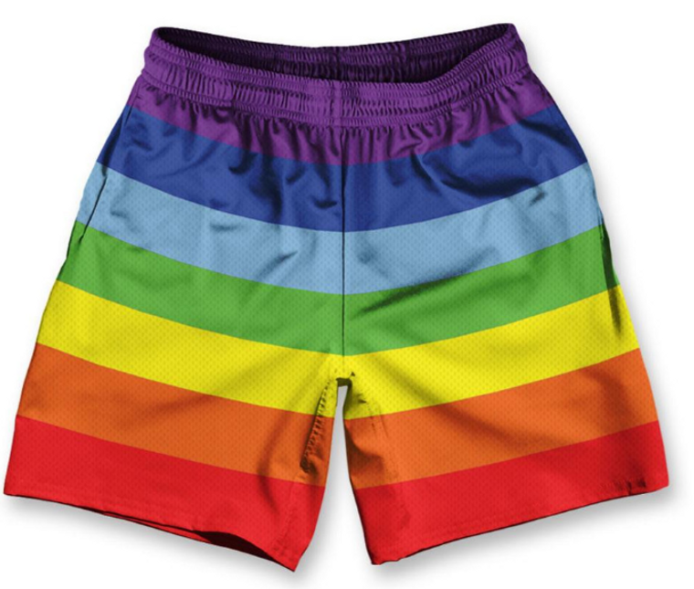 ADULT SMALL- Rainbow Athletic Running Fitness Exercise Shorts 7" Inseam Made in USA - Rainbow- Final Sale ZT42