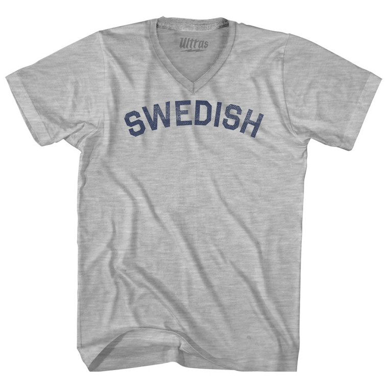 Swedish Adult Cotton V-neck T-shirt - Grey Heather