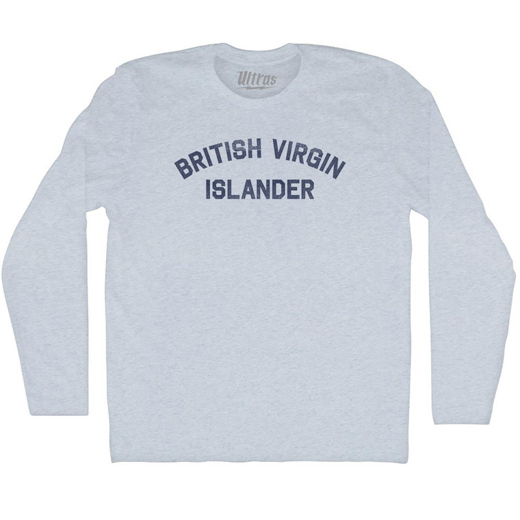 British Virgin Islander Adult Tri-Blend Long Sleeve T-shirt - Athletic White