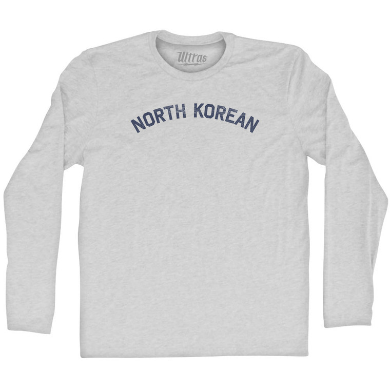 North Korean Adult Cotton Long Sleeve T-shirt - Grey Heather
