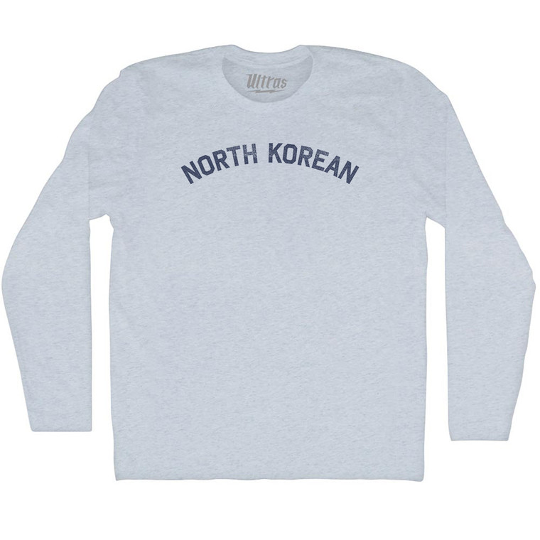 North Korean Adult Tri-Blend Long Sleeve T-shirt - Athletic White