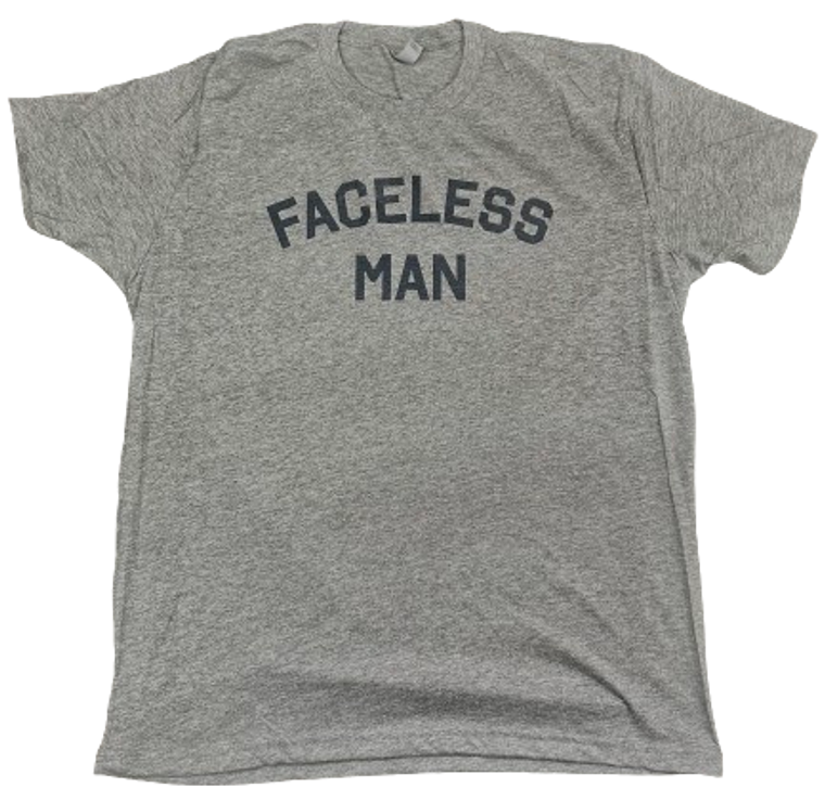 ADULT LARGE- FACELESS MAN- Athletic Grey T-shirt- Final Sale Z6