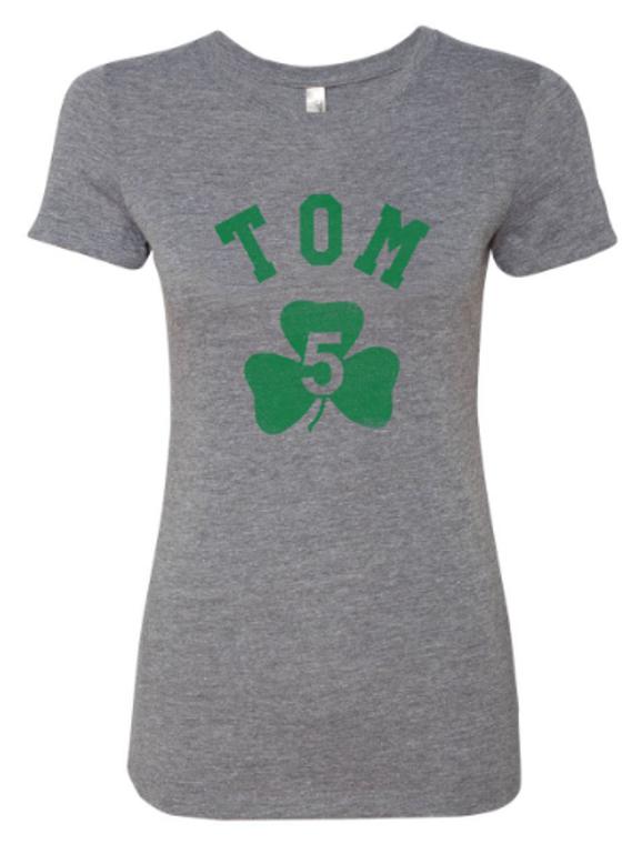 Women SMALL Junior Cut- Tom 5 Shamrock - Athletic Grey T-shirt- Final Sale Z6