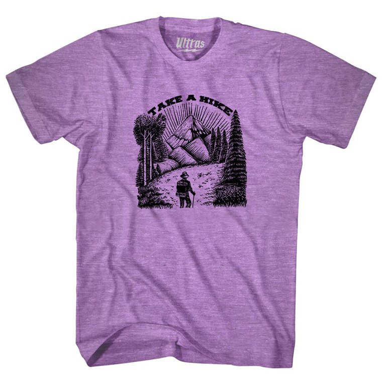 Take A Hike Illustration Design Adult Tri-Blend T-shirt Athletic Purple