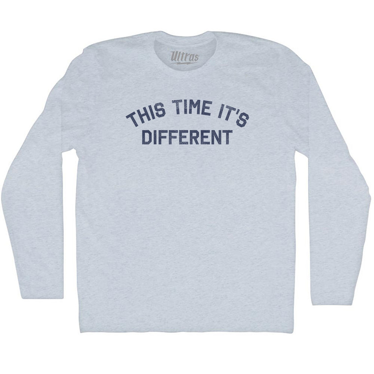This Time It's Different Adult Tri-Blend Long Sleeve T-shirt Athletic White