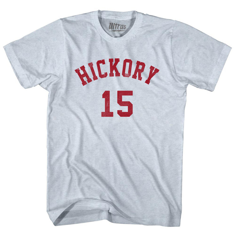 Hickory 15 Basketball (Distressed Design) Adult Tri-Blend T-shirt Athletic White