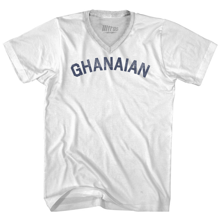 Ghanaian Adult Tri-Blend V-neck T-shirt - White