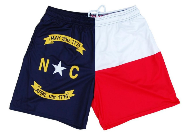 ADULT LARGE- North Carolina Athletic Shorts Made in USA - Red White and Blue- Final Sale SL7