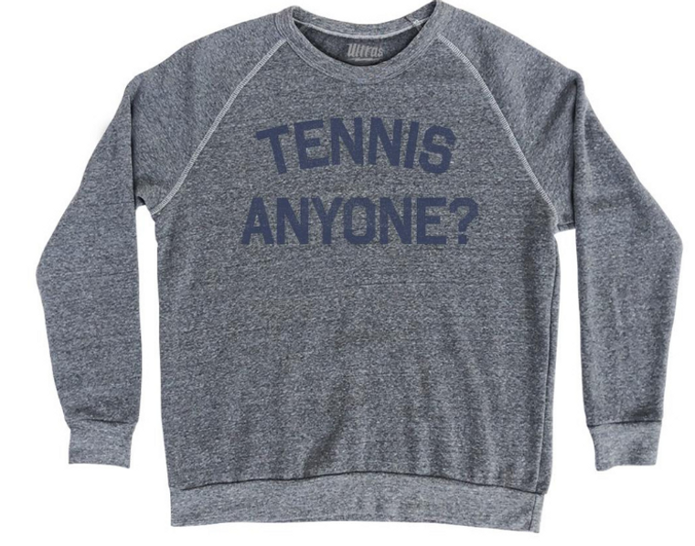 ADULT MEDIUM-Tennis Anyone Adult Tri-Blend Sweatshirt - Athletic Grey- Final Sale Z22