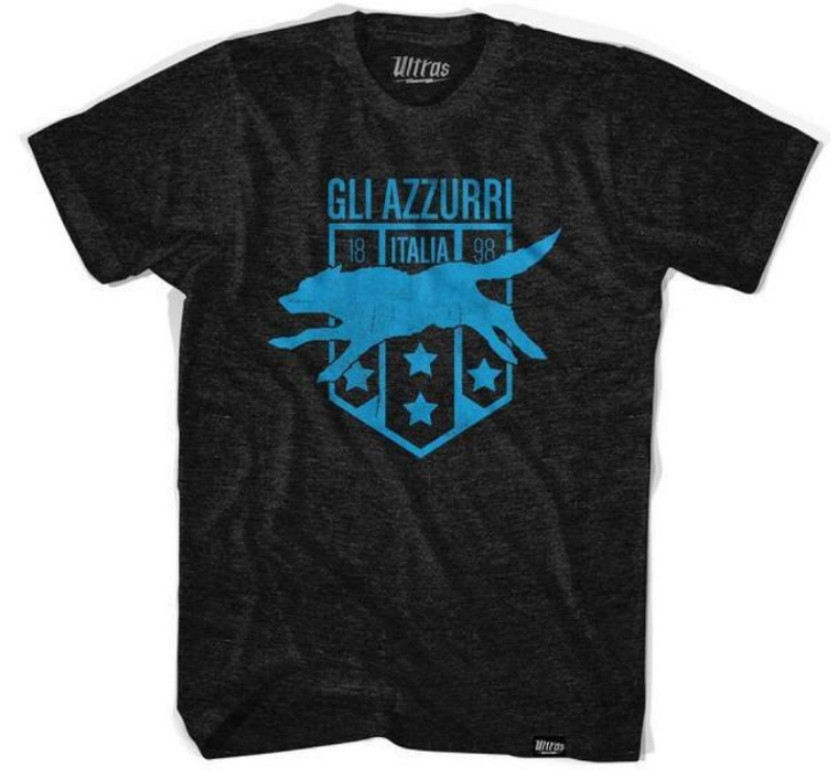 ADULT 3X-LARGE- Italy Azzurri Italia Wolf Soccer Tri-Blend T-shirt - Black- Final Sale S3X1