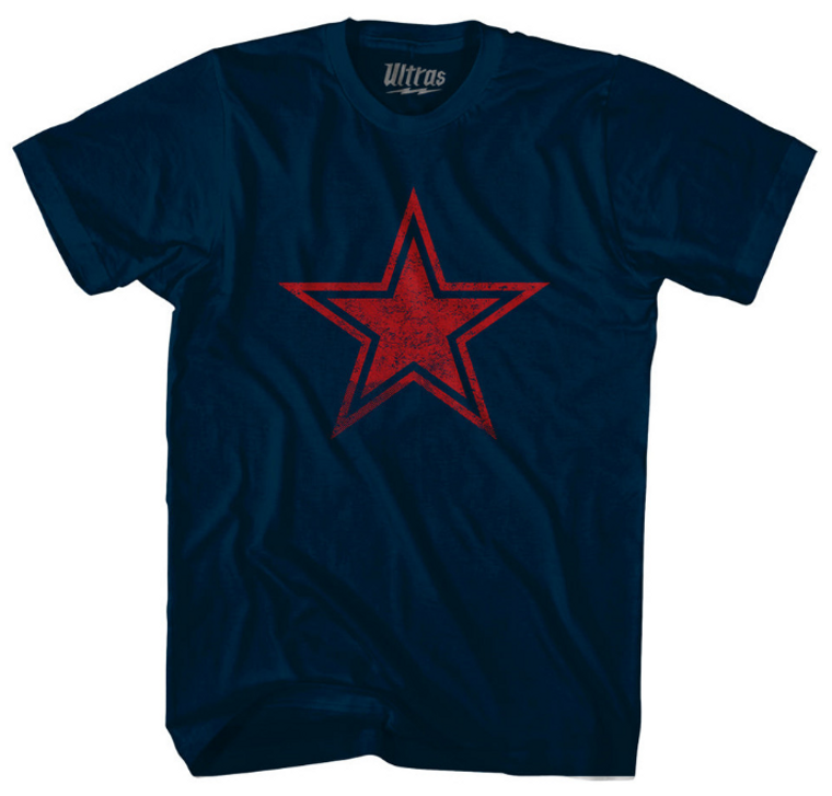 ADULT 3X-LARGE- Ultras Red Star Soccer Adult Tri-Blend T-shirt - Navy Blue- Final Sale S3X1
