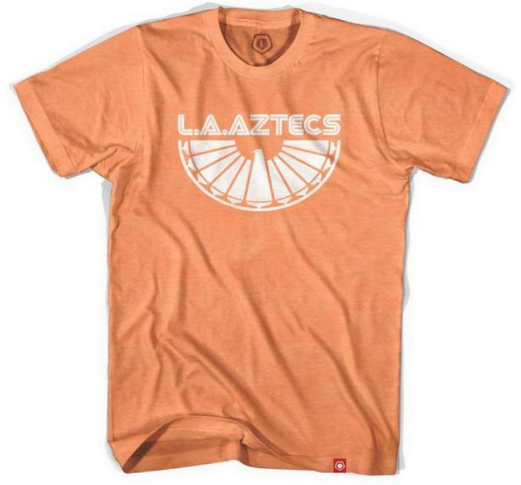 ADULT 3X-LARGE-Los Angeles Aztecs Soccer T-shirt - Heather Orange- Final Sale S3X1