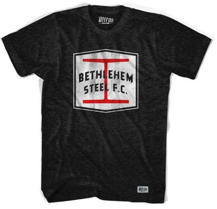 ADULT 3X-LARGE-Bethlehem Steel FC Soccer Crest T-shirt- Tri - Black- Final Sale S3X2