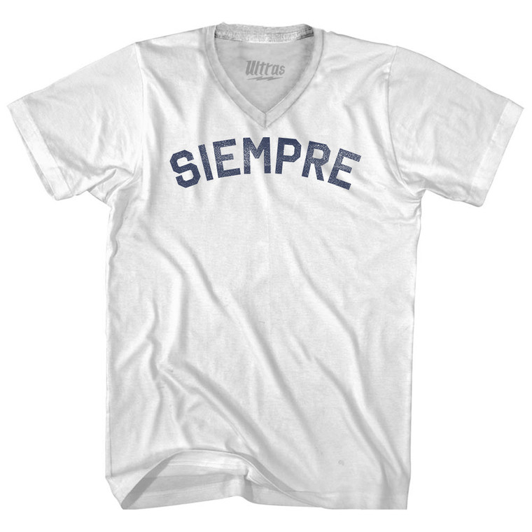 Siempre Adult Tri-Blend V-neck T-shirt - White